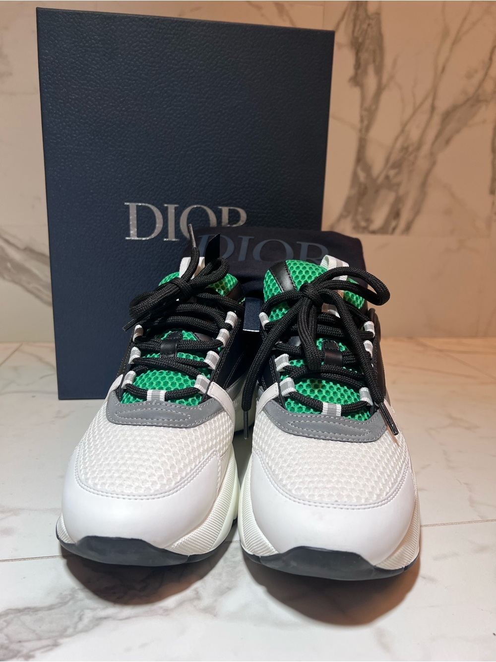 Dior White, Green & Black Men's Sport Sneakers